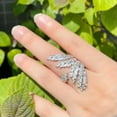 thumbnail image 4 of Gold Plated Cubic Zircon Big Adjustable Open Leaf Finger Ring Jewelry Accessory, 4 of 9