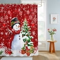 thumbnail image 4 of Shower Curtains for Bathroom, Red Christmas Waterproof Fabric Shower Curtain, Snowman Xmas Tree Ball Gifts Winter Decorative Bathroom Curtain for Bathtub, 72"x78", No Hooks Included, 4 of 9