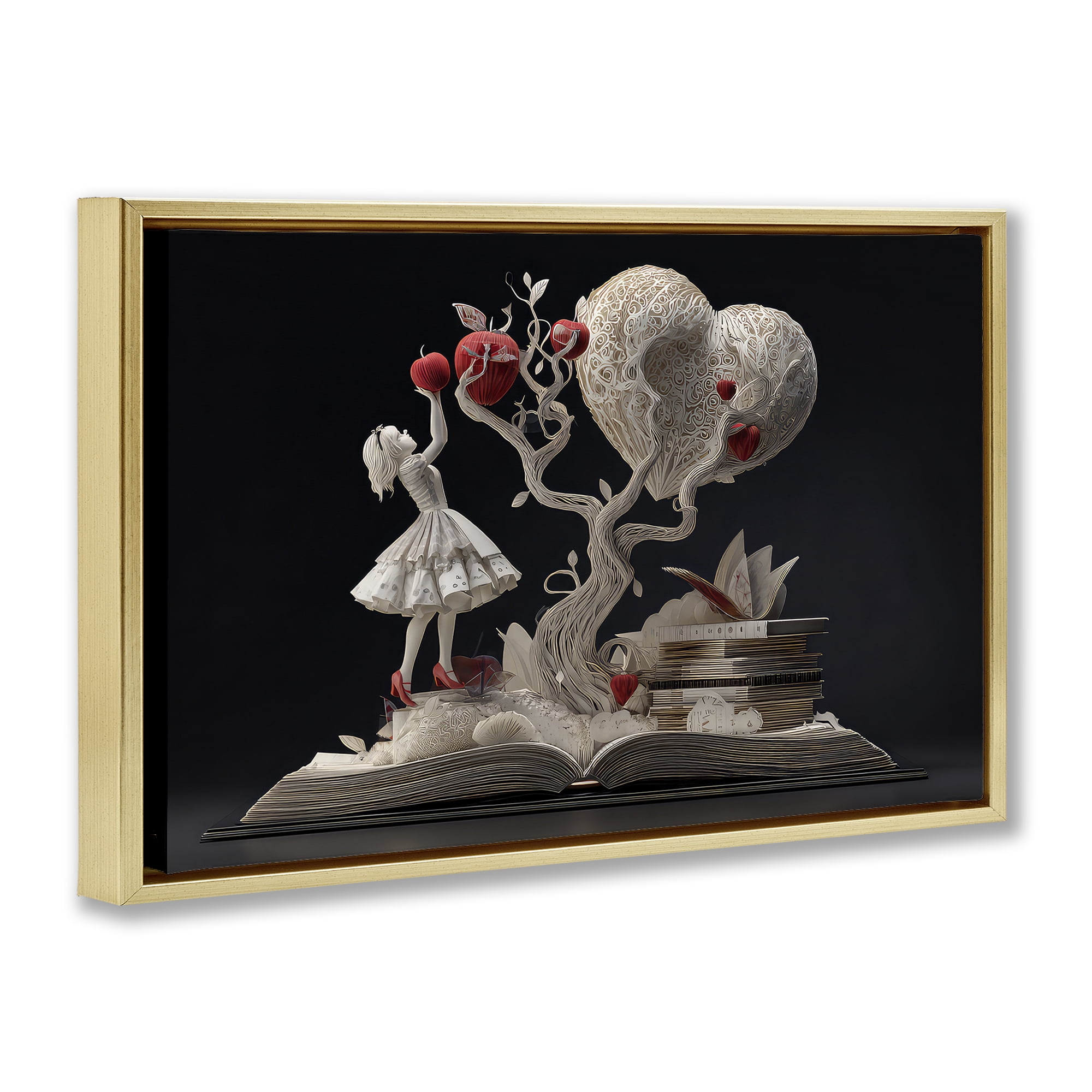 Stupell Industries Paper Sculpture Style Fairytale Gold Framed Floater Canvas Wall Art, design by The Wands Want