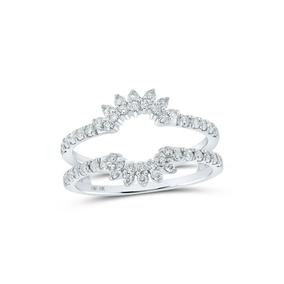 10kt White Gold Womens Round Diamond Wrap Enhancer Wedding Band 1/2 Cttw