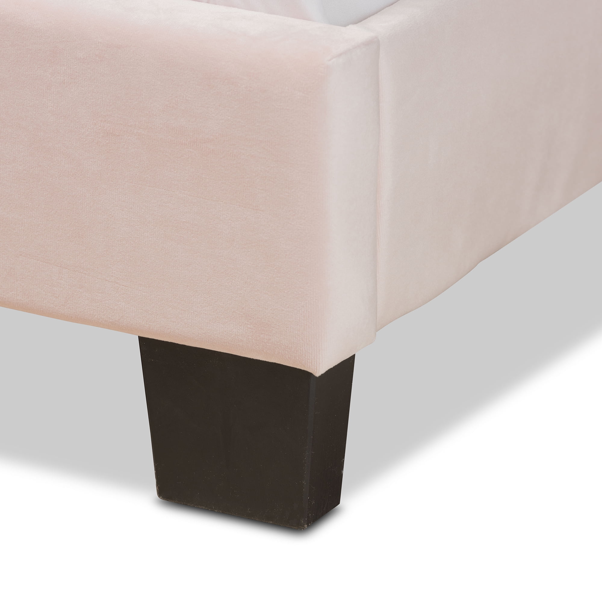 Baxton Studio Caprice Contemporary/Modern Velvet Tufted Panel Bed, Queen, Light Pink/Black
