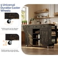 thumbnail image 3 of Ktaxon Mid-Century Modern Kitchen Island Cart with Storage, 47.2" Rolling Kitchen Storage Island on Wheels with 3 Drawers, Farmhouse Island Table with Spice Rack & Drop Leaf, Black Oak, 3 of 10
