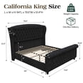 thumbnail image 2 of VanAcc California King Size Platform Bed Frame, Velvet Upholstered Sleigh Bed with Scroll Wingback Headboard & Footboard/Button Tufted, Black, 2 of 9