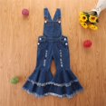 thumbnail image 2 of PINQI Baby Sports Leggings Baby Girls Denim Overalls Bell Bottom Kid Children Fashionable Flared Pants Jeans Toddler Elastic Leggings, 2 of 9