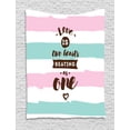thumbnail image 1 of Romantic Tapestry, Love is Two Hearts Beating As One Retro Typography on Pastel Color, Wall Hanging for Bedroom Living Room Dorm Decor, 40W X 60L Inches, Dark Brown Pink Mint Green, by Ambesonne, 1 of 2