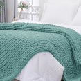 thumbnail image 1 of Chunky Knit Blanket Throw x Hand Knitted Chenille Throw Blanket Small Soft Thick Yarn Cable Knit Blanket Cute Rope Knot Crochet Throw Blankets for Couch Bed Sofa (Light ), 1 of 7