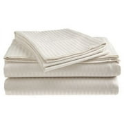 Deluxe Home 100% Cotton 400 Thread Count Dobby Stripe Sheet Set ( QUEEN, WHITE)