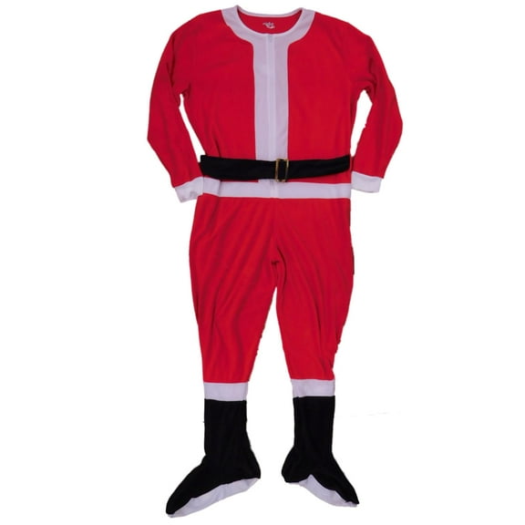 Mens Red Fleece Santa Claus Costume Union Suit Pajamas