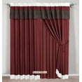 thumbnail image 2 of 11-Pc Quilted Diamond Embroidery Pintuck Striped Comforter Curtain Set Burgundy Brown Beige Queen, 2 of 4