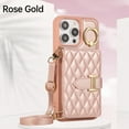 thumbnail image 3 of Compatible with iPhone 16 Pro Wallet Case, Crossbody PU Leather Detachable Adjustable Strap Wristlet with Card Holder Magnetic Clasp Kickstand Finger Ring Case for iPhone 16 Pro, Rosegold, 3 of 11