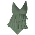 thumbnail image 4 of Baqcunre Full Coverage Retro Swim Dress: Women's Ruffle Tummy Bathing Suit for Elegance, 1 Pc Swimsuit Army Green L, 4 of 4