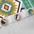 thumbnail image 4 of Manfei Tribal Geometric Aztec Kitchen Curtains, Southwest Bohemian Black Out Curtains Pack of 2 (42x63 Each), Teal and Mustard, 4 of 6
