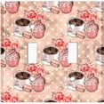 thumbnail image 2 of Metal Light Switch Wall Plate Outlet Cover (Coffee Mocha Espresso Heart Cupcake Macaron Flower Bouquet Pink - Double Toggle), 2 of 2