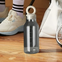 Litrail Leakproof Shatterproof 12 oz Plastic Water Bottle with Graduated Scale, Dishwasher Safe, Frosted Semi-Transparent, Portable Strap for Outdoor Sports Fitness Stu-dent Camping