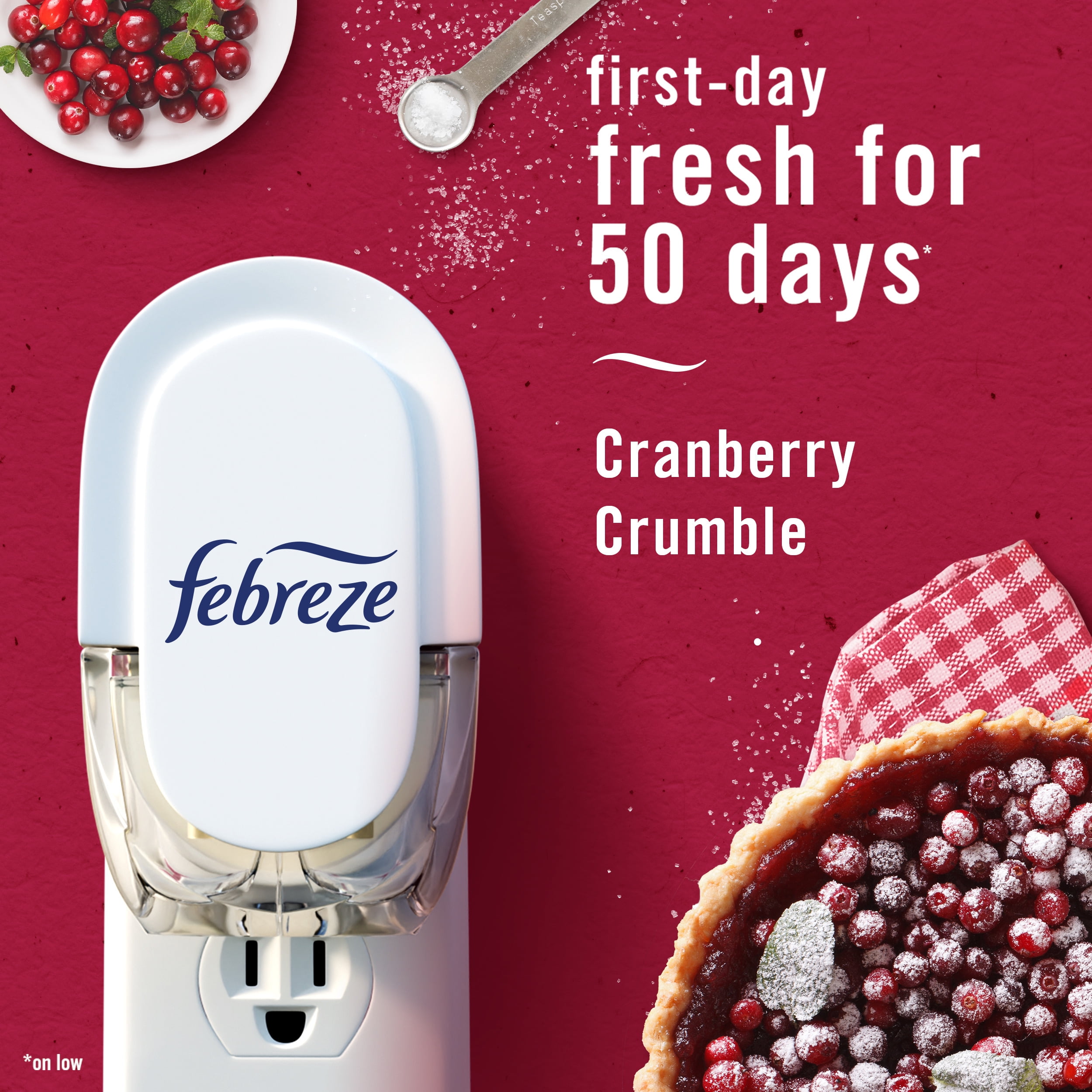 (4 pack) Febreze Plug Refill Odor-Fighting Air Freshener Cranberry Crumble Scent, 1 Count, 0.87 fl oz