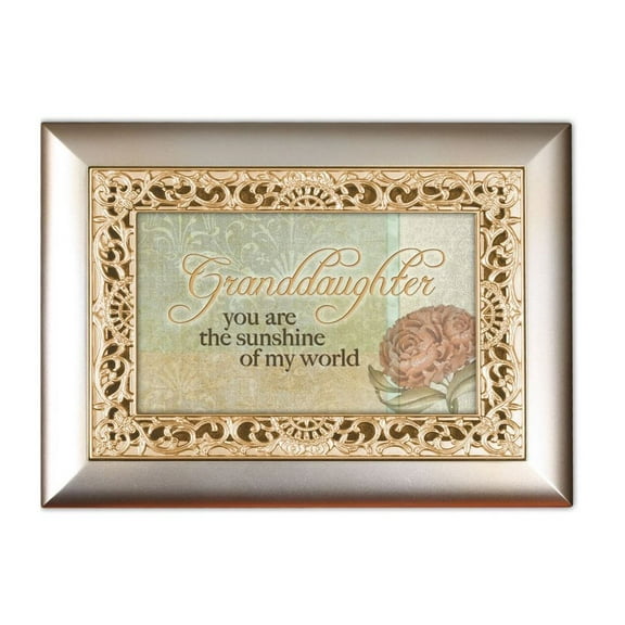Cottage Garden Granddaughter You are The Sunshine Silvertone Gold Inlay Music Box Plays You Light Up My Life