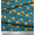 thumbnail image 2 of Soimoi Blue Cotton Voile Fabric Coconut Tree & Leaf Tropical Print Fabric by the Yard 56 Inch Wide, 2 of 3