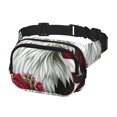 thumbnail image 2 of Kdxio Sac Banane Double Couche avec Chapeau et Imprimé Roses, Ceinture Réglable, Sac de Sécurité Mains Libres pour Voyage Randonnée Course en Sergé, 2 of 9