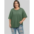 thumbnail image 4 of Oversized T Shirts for Women Short Sleeve Loose Fit Crewneck Summer Tops Casual Basic Rolled Sleeves Tee Shirt, 4 of 6