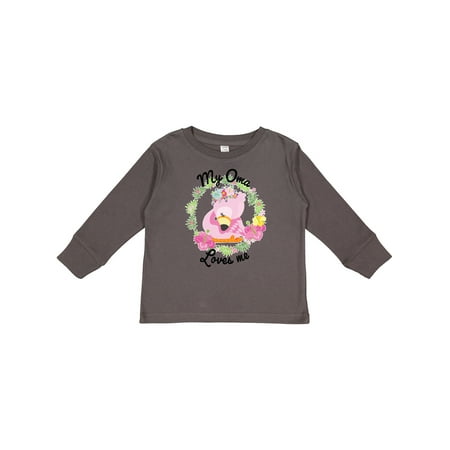 

Inktastic Baby Flamingo My Oma Loves Me with Flower Wreath Boys or Girls Long Sleeve Toddler T-Shirt