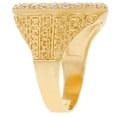 thumbnail image 2 of JackAni 14k Yellow Gold Zodiac Leo Oval Halo White CZ Men's Heavy Ring, 2 of 5