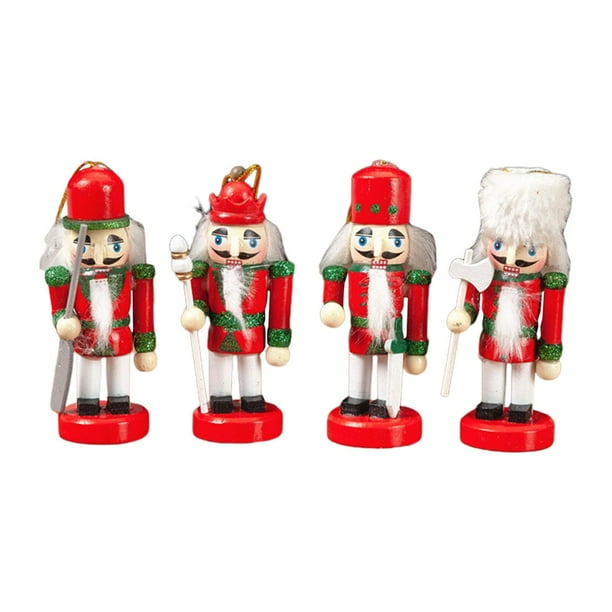 Mini figura de Cascanueces de madera, Cascanueces navideño tradicional para bodas Rojo Verde