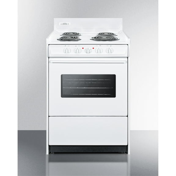 24" wide slide-in style electric coil top range in white with oven window
