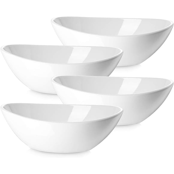 DOWAN Bols de Service en Porcelaine de 9 Pouces, Grands Plats de Service, 36 Onces pour Salades, Accompagnements, Pâtes, Forme Ovale, Va au Micro-Ondes et au Lave-Vaisselle, Bon Format f