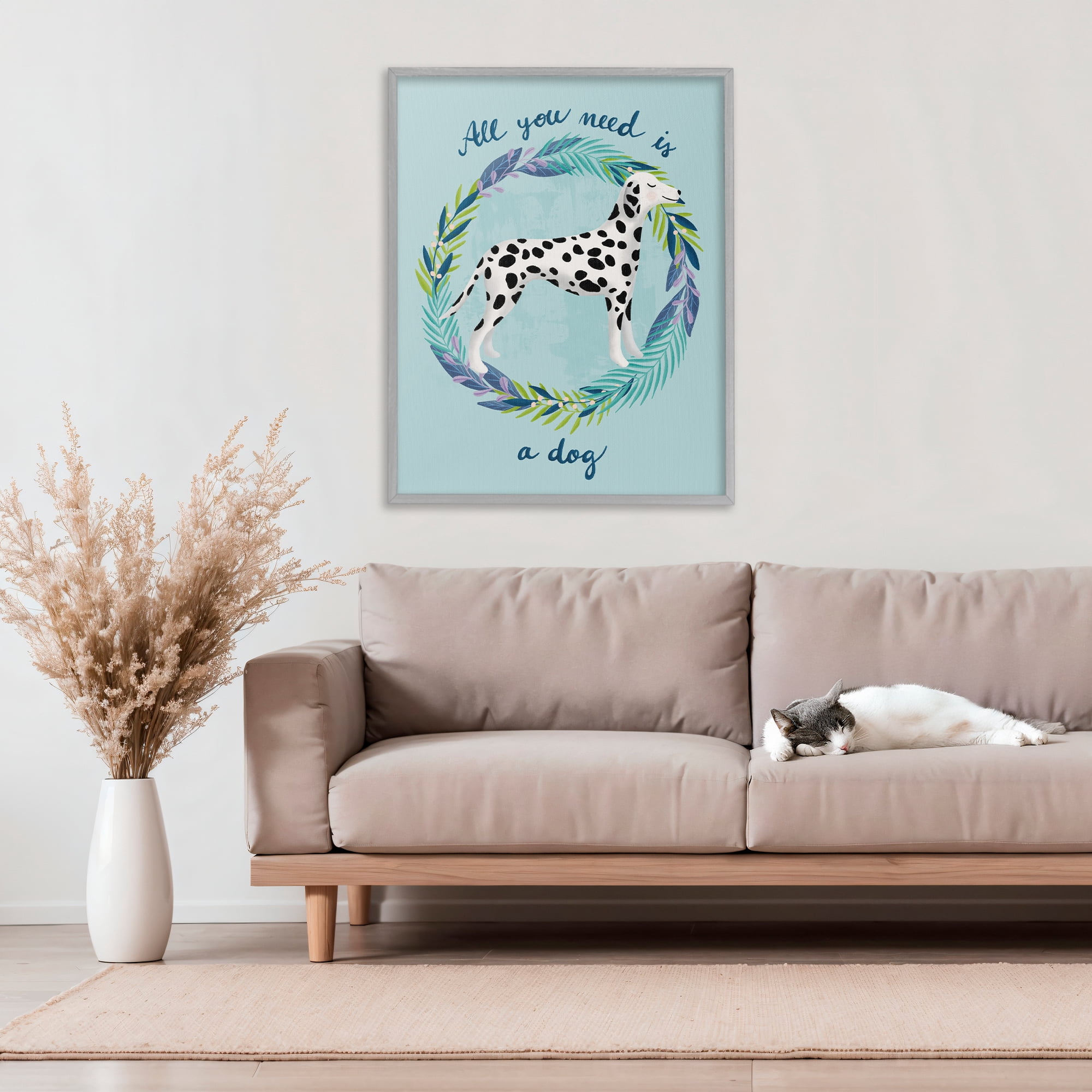 Stupell Industries All You Need Is A Dog Gray Framed Giclee Art, design by Metka Hiti