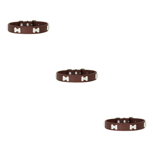 Guardoinrt Comfortable Wear In Multiple Sizes With Stylish PU Multiple Sizes Available PU Cat Collar coffee 2.0*40cm 3Set