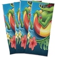 thumbnail image 4 of Tropical Beach Crocodile Tea Towels Set of 6 Hello Summer Kitchen Dish Cloth with Hanging Loop, 18"x28"Lint-Free Absorbent Towel for Kitchen Drying Wiping and Cleaning, 4 of 5