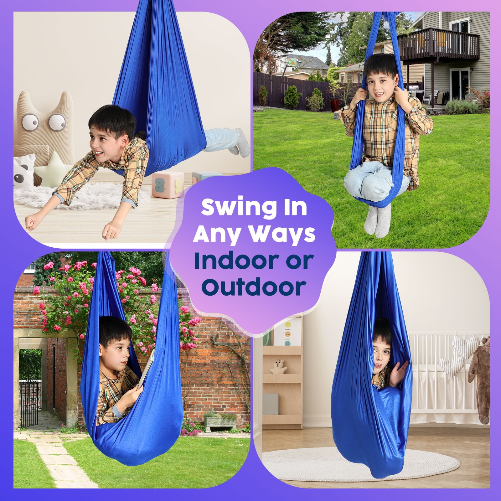 Sensory Swing for Kids Therapy Swing Hammock Indoor Outdoor, Hardware Included, Soft Breathable Nylon Cuddle Swing Joy Hammock for Child Adult with Autism, ADHD, Aspergers, Sensory Integration