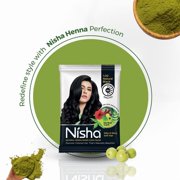 Nisha Pack Of 10 Permanent Black Henna Hair Dye, 100% Grey Coverage, Natural Black, 0.35 oz Each Pack