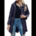 thumbnail image 2 of Chaqueta Impermeable Ligera para Mujer, con Capucha, Mangas Largas y Cremallera, para Actividades Al Aire Libre Azul Marino XL, 2 of 9