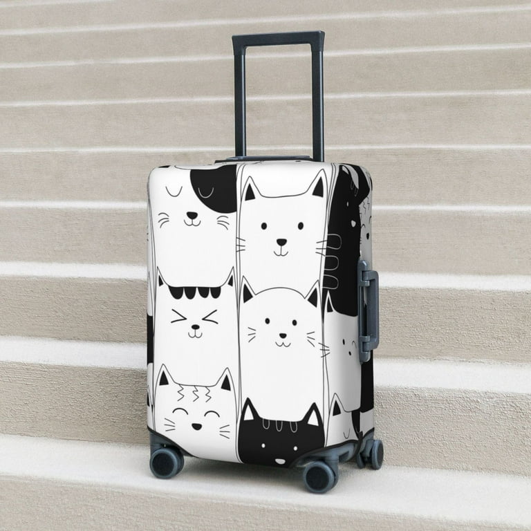 Susaid Doodle Cute Cat Print Elastic Washable Suitcase Cover with