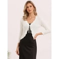 thumbnail image 4 of DARING DIVA Women's Crochet Bolero Shrug 3/4 Sleeve Cropped Cardigans Top XS White, 4 of 6