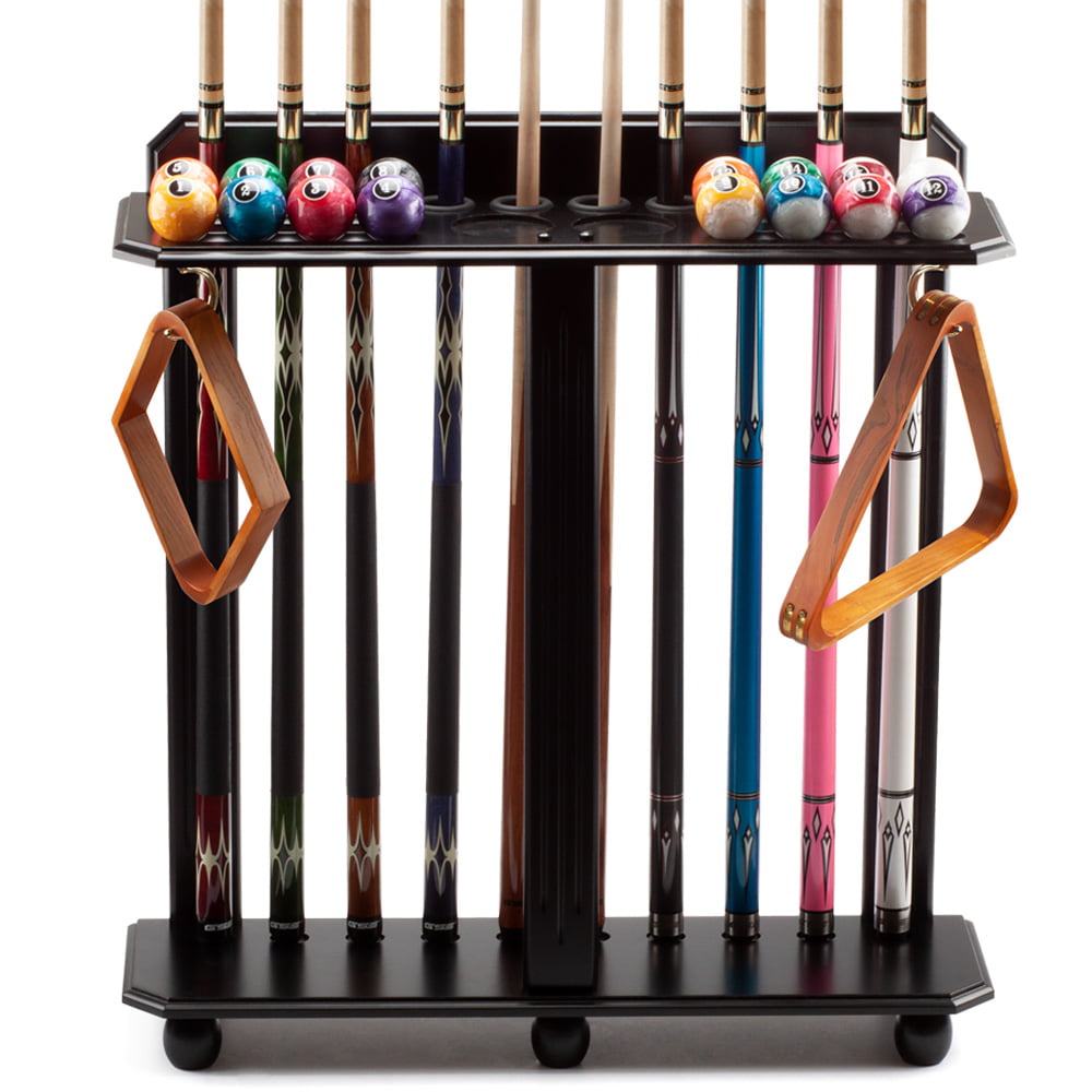 Portable 3 place,pool/billiards cue stick holder/rack.folding  compact.colors 