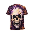 thumbnail image 2 of LAOLIUSN Men's Laughing Skull T-Shirt, Purple and Orange Tie-Dye Graphic Tee, 3D Printed Stretch Top,4XL, 2 of 7
