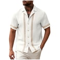 thumbnail image 4 of Guluxicc Men's Shirts Button Down Collared Short Sleeve Beach Vacation Tops for Everyday Wear Spring Summer Casual Outfits, 4 of 5