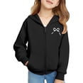 thumbnail image 5 of CPNG Children Girls Bow Print Tracksuits Set Full Zip Long Sleeve Hooded Active Jackets & Jogger Pants Suits 2 Piece Sweatsuit(Black,5-6 Years), 5 of 8