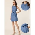 thumbnail image 2 of Vestido Camisero Sin Mangas Con Cinturón Y Lunares Para Mujer Azul S, 2 of 6