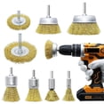 thumbnail image 1 of Brass Wheel Cup Brush Set 8 Piece,Coarse Crimped Carbon Brass Wire Brush Set for Cleaning Rust,Corrosion,Paint, 1 of 5
