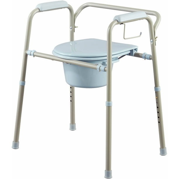 Medline Steel 3in1 Bedside Toilet Commode with Microban