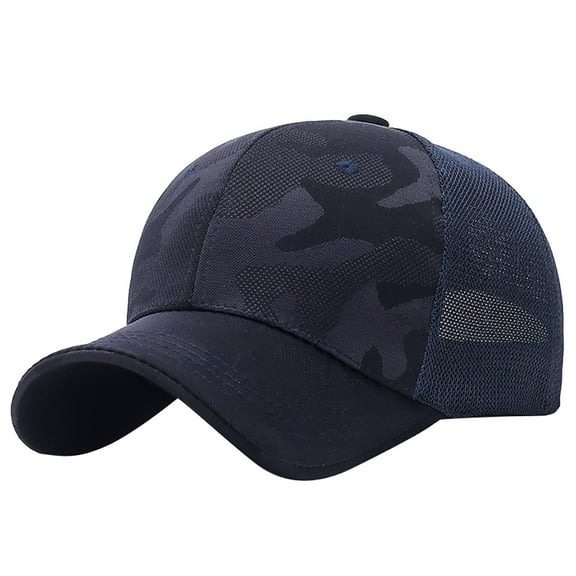 iHPH7 Camo Hat Brim Hats for Men Womens Trucker Hat Casual Hats for Men Sun Hat Women, Dark Blue One Size