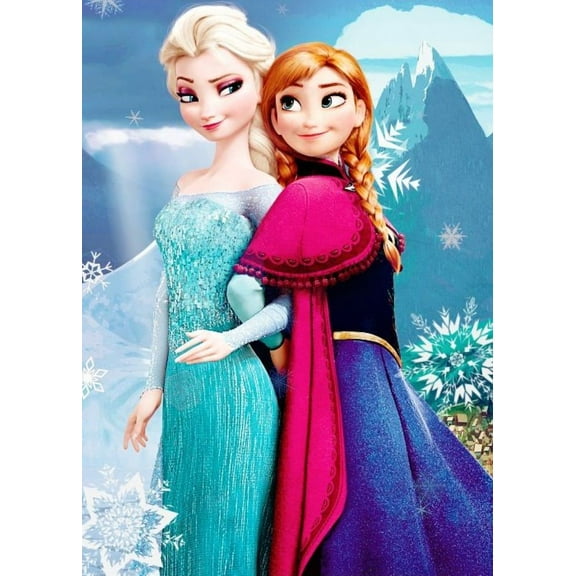 Adult Diamond Painting Set Elsa and Anna 5D Round Diamond Painting DIY Frozen Crafts for Home Decoration Wall Decoration, Creative Gifts (12×16 inch)