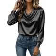 thumbnail image 5 of Asxite Plus Size Womens Tops Solid Relaxed Cowl Neck Long Sleeve Trendy Fall Casual Tees, 5 of 7