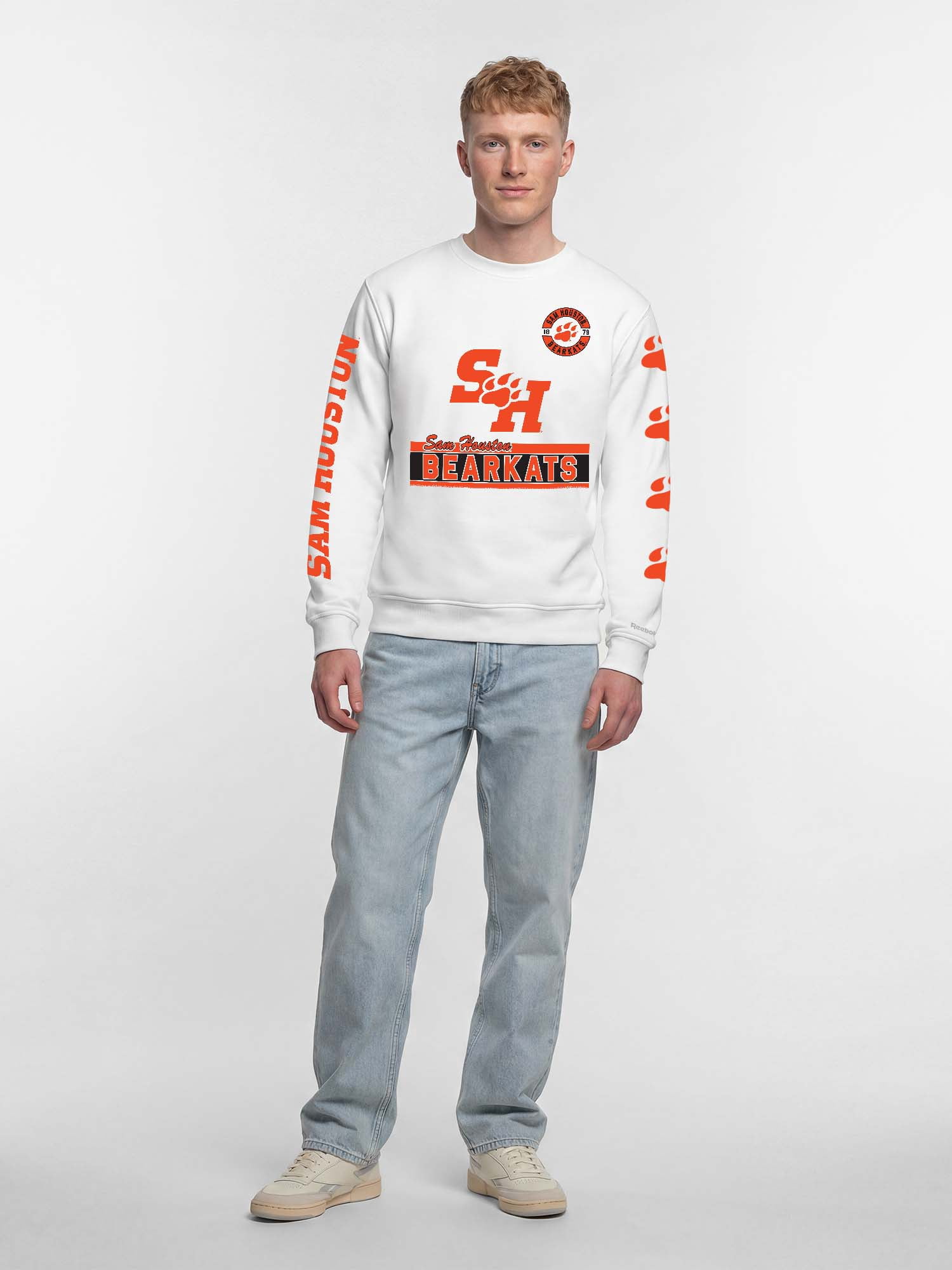 Sam Houston State Bearkats Reebok Mens White Crew Sweatshirt