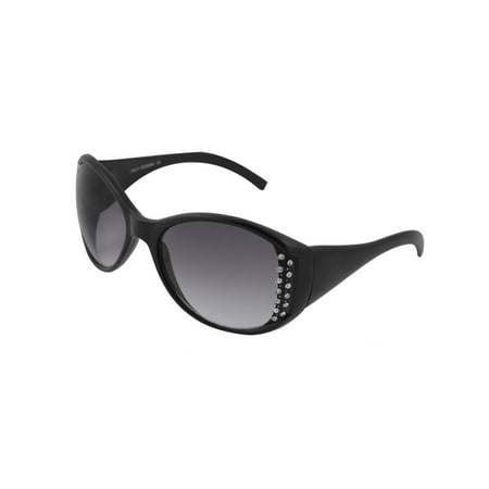 Outdoor Black Plastic Rhinestone Decor Flame Colored Lens Eyeware Sunglasses