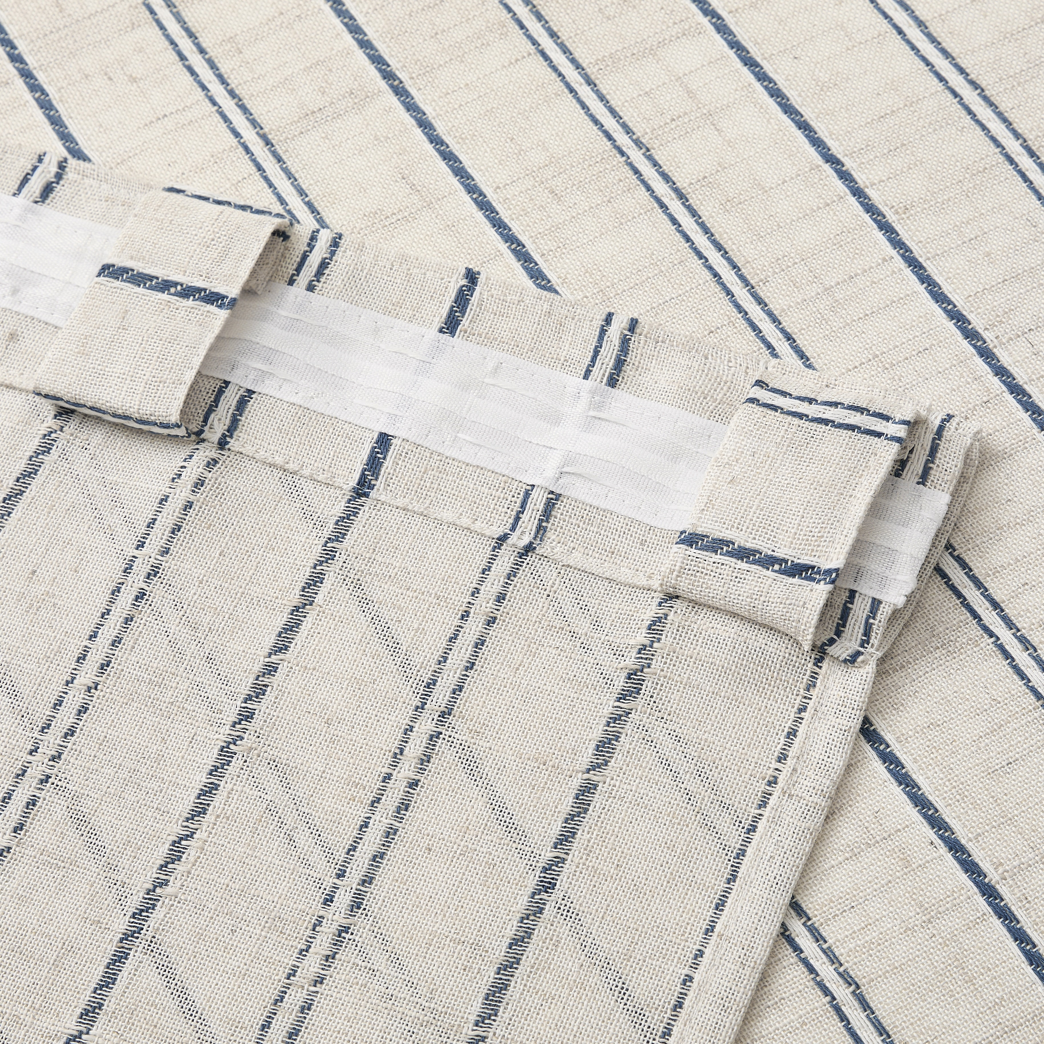 Muuphra Farmhouse Striped Linen Blend Curtains for Living Room Semi sheer Back Tab Coastal Drapes for Bedroom,2 Panels,52"×84"