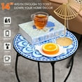 thumbnail image 5 of KABB Blue Metal Plant Stand with Indoor Round,14 inch Planter Width, 17 Inch Plant Small Round Outdoor End Table Side Table for Patio Yard Porch Balcony Garden Bedside, Plant Stand for Indoor Outdoor, 5 of 7